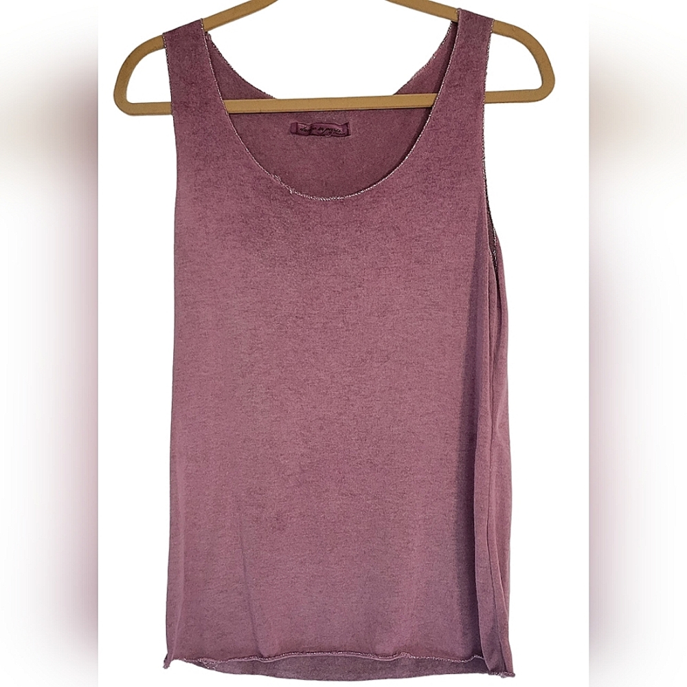 Dance in Paris by Carmon Cozy Viscose Tank In Dusty Rose With Metallic trim